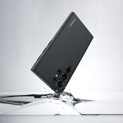 Galaxy S24 Ultra Kılıf M-safe Şarj Özellikli Aramid Fiber 3 Fonksiyon Butonlu Pitaka PinButton Serisi Kılıf