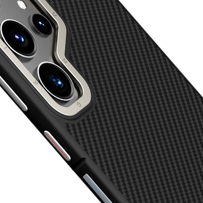 Galaxy S24 Ultra Kılıf Magsafe Şarj Özellikli Aramid Fiber Tasarımlı Youngkit 600D Kevlar Serisi Kapak Siyah