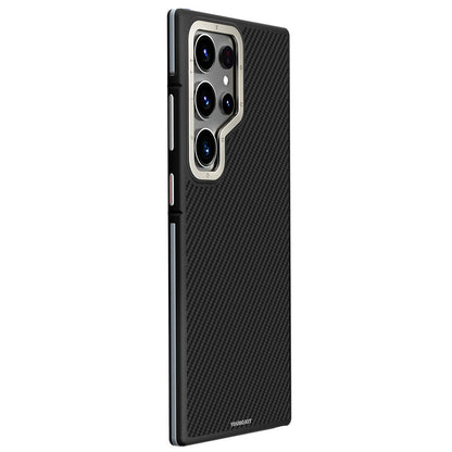 Galaxy S24 Ultra Kılıf M-safe Şarj Özellikli Aramid Fiber Tasarımlı Youngkit 600D Kevlar Serisi Kılıf