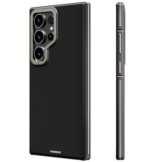 Galaxy S24 Ultra Kılıf M-safe Şarj Özellikli Aramid Fiber Tasarımlı Youngkit 600D Kevlar Serisi Kılıf