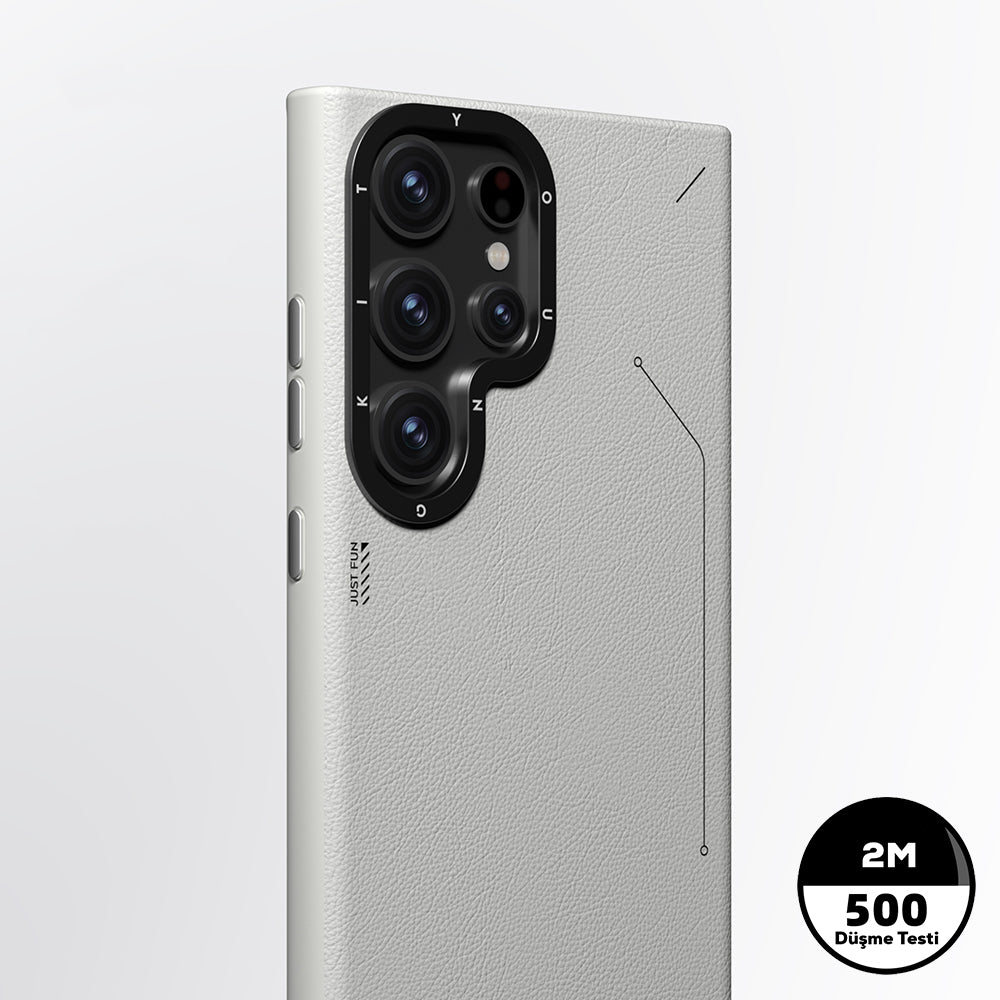 Galaxy S24 Ultra Kılıf M-safe Şarj Özellikli Basit Mat Deri Desenli Youngkit Tech Fashion Serisi Kılıf