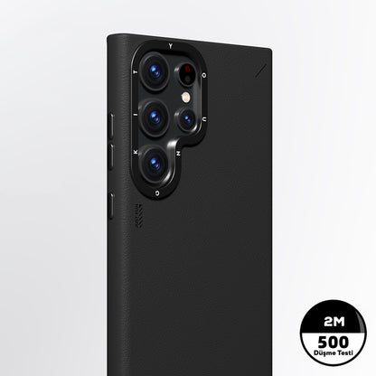 Galaxy S24 Ultra Kılıf M-safe Şarj Özellikli Basit Mat Deri Desenli Youngkit Tech Fashion Serisi Kılıf