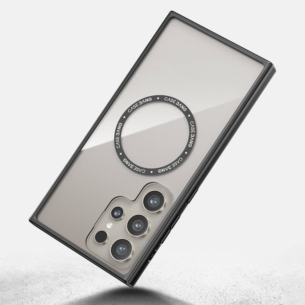 Galaxy S24 Ultra Kılıf Magsafe Şarj Özellikli Casebang Body Frame Kapak Siyah