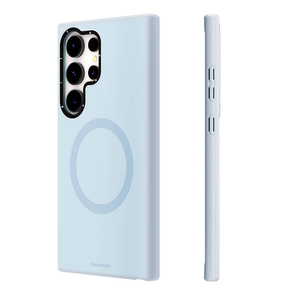 Galaxy S24 Ultra Kılıf Magsafe Şarj Özellikli Çizilmeye Ve Aşınmaya Dayanıklı Youngkit Velvet Serisi Kapak Mavi