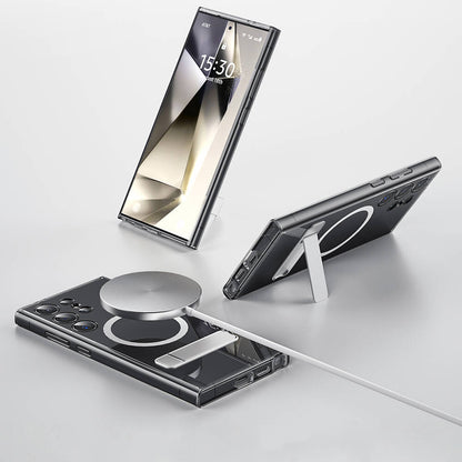 Galaxy S24 Ultra Kılıf M-safe Şarj Özellikli Kamera Korumalı Standlı Wiwu KCC-025 Aurora Serisi Kılıf