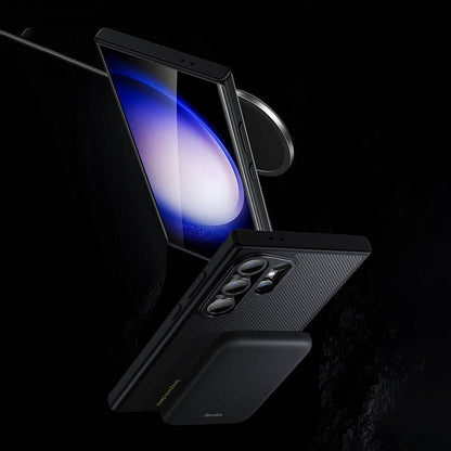 Galaxy S24 Ultra Kılıf M-safe Şarj Özellikli Karbon Fiber Benks Montage Hybrid ArmorPro Kevlar Kılıf