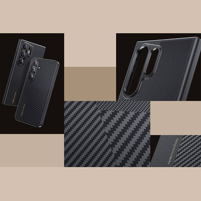 Galaxy S24 Ultra Kılıf M-safe Şarj Özellikli Karbon Fiber Benks Montage Hybrid ArmorPro Kevlar Kılıf