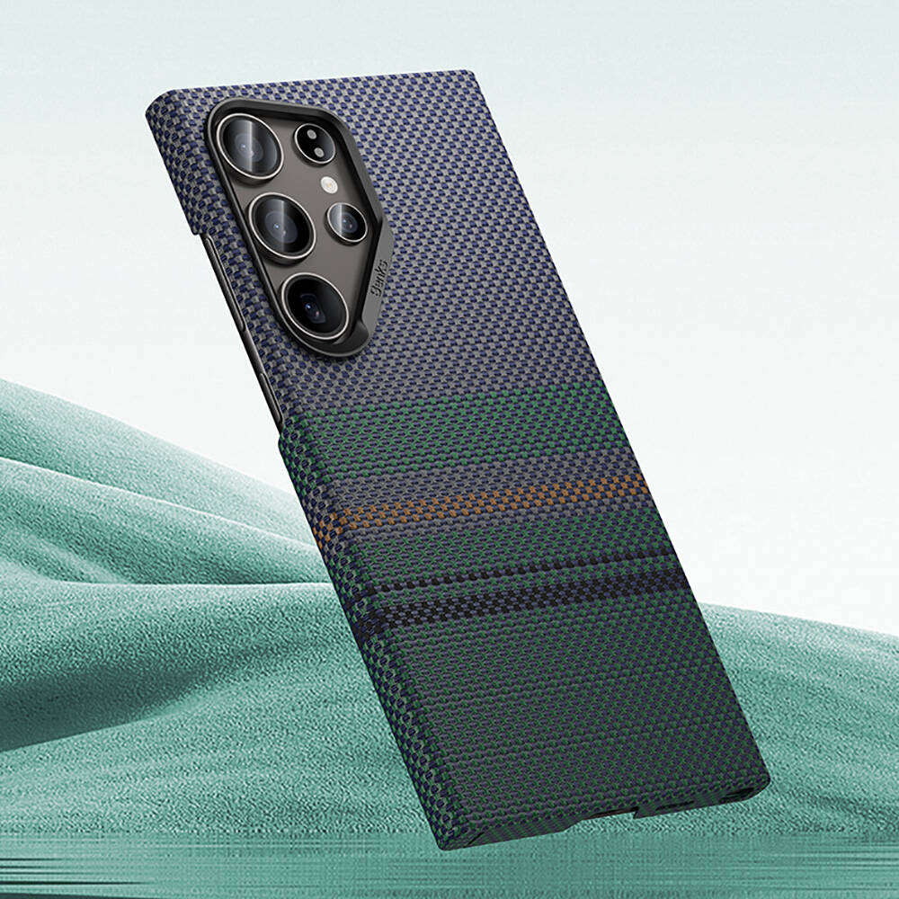 Galaxy S24 Ultra Kılıf M-safe Şarj Özellikli Karbon Fiber Tasarımlı Benks Aurora ArmorAir Kevlar Kılıf