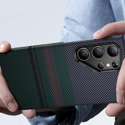 Galaxy S24 Ultra Kılıf M-safe Şarj Özellikli Karbon Fiber Tasarımlı Benks Aurora ArmorAir Kevlar Kılıf