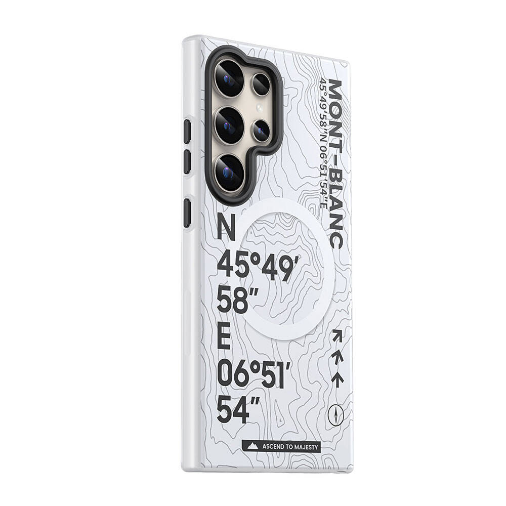 Galaxy S24 Ultra Kılıf M-safe Şarj Özellikli Koordinat Yazı Desenli Benks Summit Serisi Kılıf