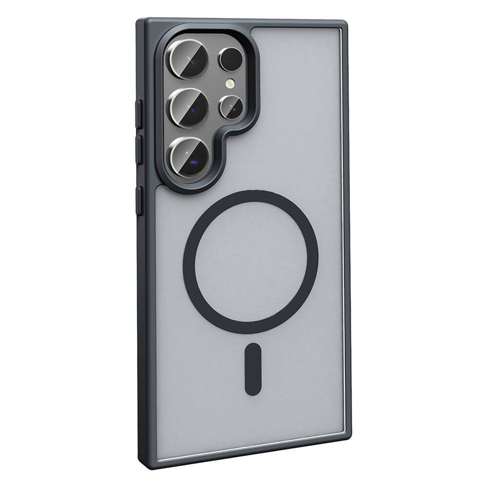 Galaxy S24 Ultra Kılıf M-safe Şarj Özellikli Mat Arka Yüzey Zore Sio Kapak Gri