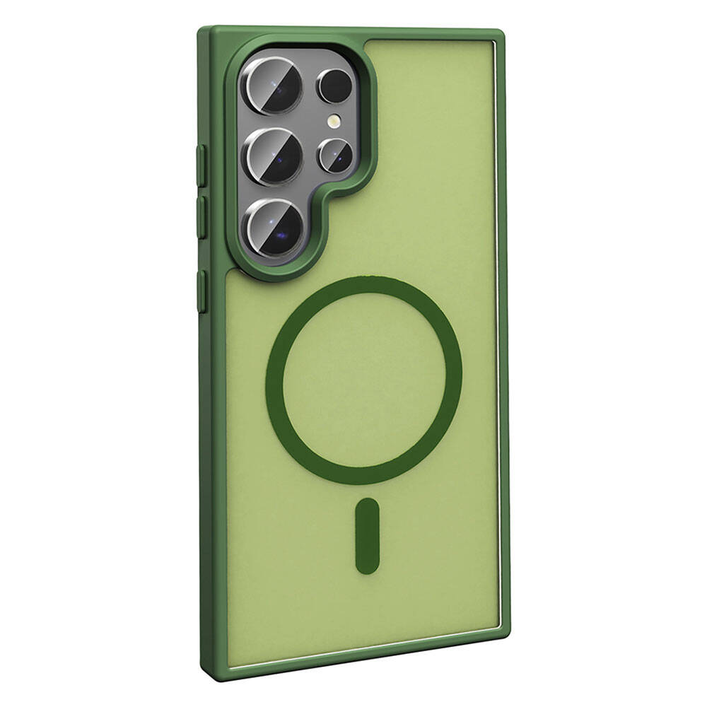 Galaxy S24 Ultra Kılıf M-safe Şarj Özellikli Mat Arka Yüzey Zore Sio Kapak Gri