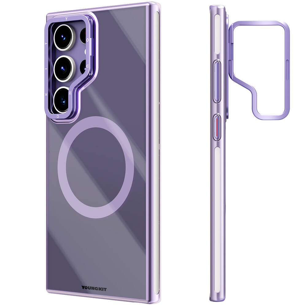 Galaxy S24 Ultra Kılıf M-safe Şarj Özellikli Sararma Önleyici Youngkit Crystal Grid Kılıf