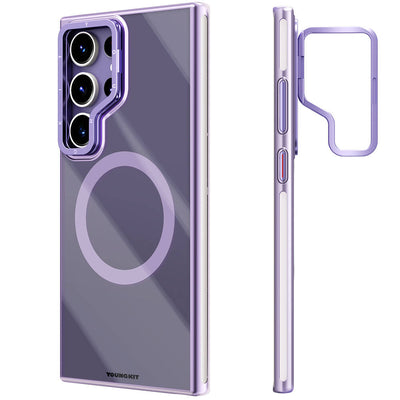 Galaxy S24 Ultra Kılıf Magsafe Şarj Özellikli Sararma Önleyici Youngkit Crystal Grid Kapak Mor