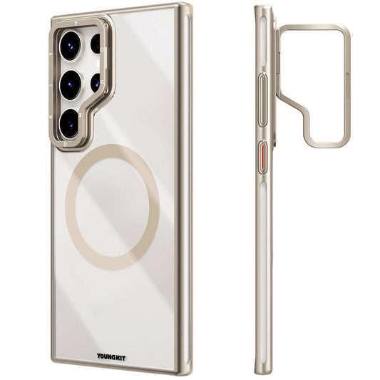 Galaxy S24 Ultra Kılıf M-safe Şarj Özellikli Sararma Önleyici Youngkit Crystal Grid Kılıf