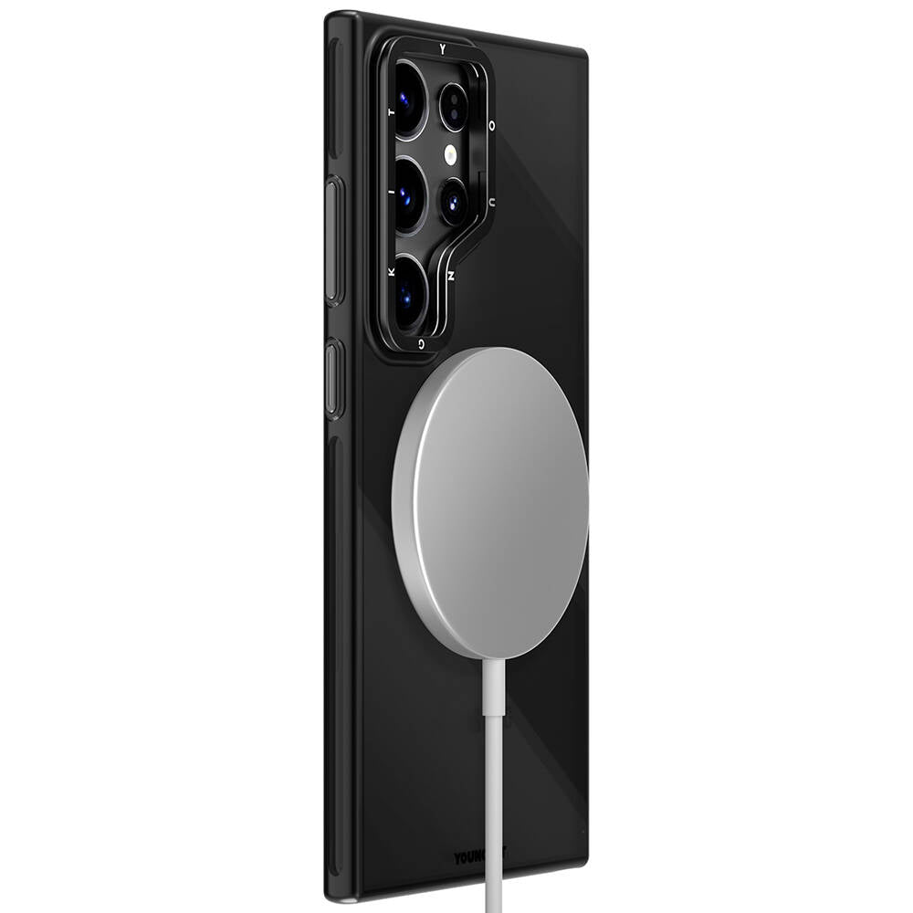 Galaxy S24 Ultra Kılıf M-safe Şarj Özellikli Sararma Önleyici Youngkit Crystal Grid Kılıf