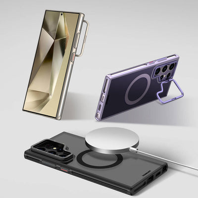 Galaxy S24 Ultra Kılıf Magsafe Şarj Özellikli Sararma Önleyici Youngkit Crystal Grid Kapak Siyah