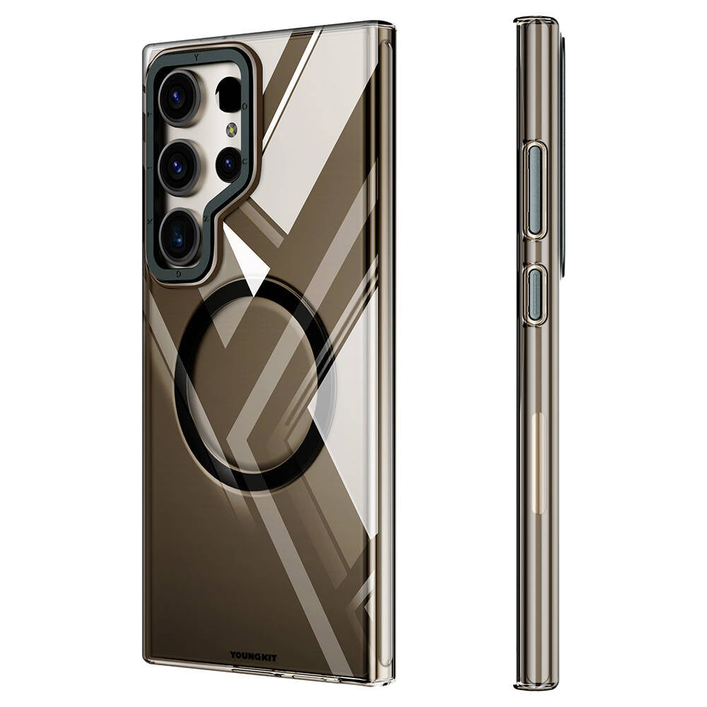 Galaxy S24 Ultra Kılıf M-safe Şarj Özellikli Sararmaya Karşı Dayanıklı Youngkit Clear Crystal Serisi Kılıf