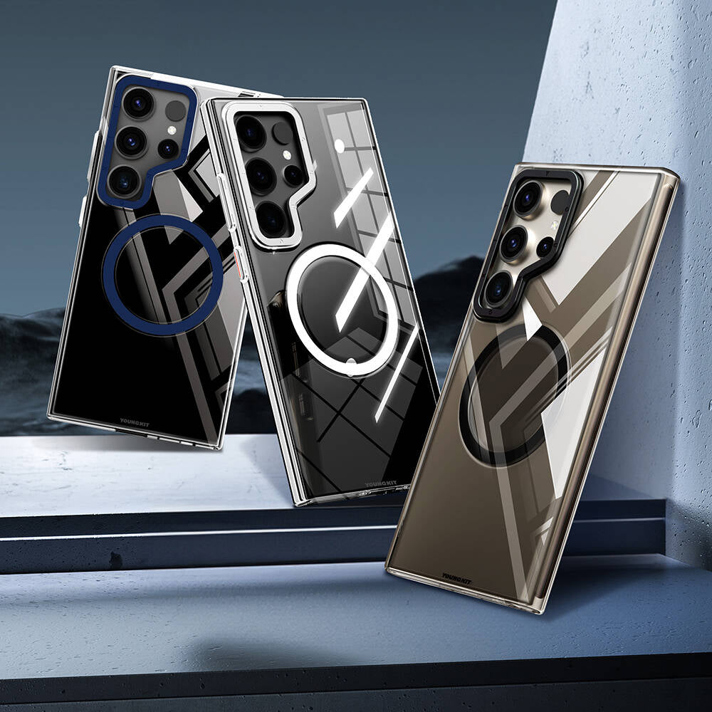 Galaxy S24 Ultra Kılıf M-safe Şarj Özellikli Sararmaya Karşı Dayanıklı Youngkit Clear Crystal Serisi Kılıf