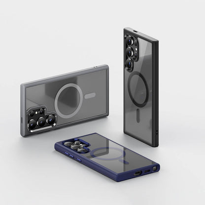 Galaxy S24 Ultra Kılıf M-safe Şarj Özellikli Şeffaf Arka Yüzey Benks MagClap TPU Çerçeve Kılıf