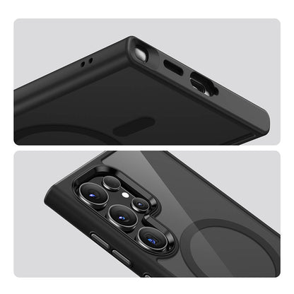 Galaxy S24 Ultra Kılıf M-safe Şarj Özellikli Şeffaf Arka Yüzey Benks MagClap TPU Çerçeve Kılıf