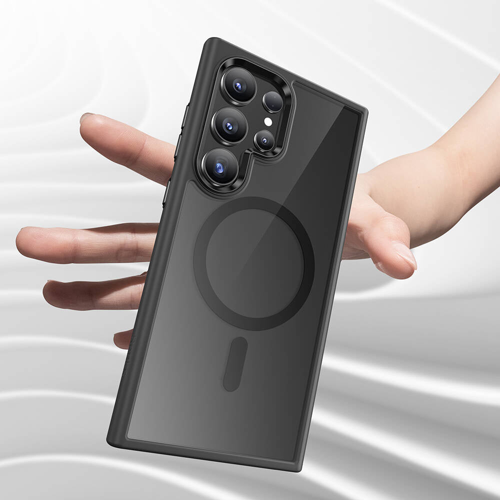 Galaxy S24 Ultra Kılıf M-safe Şarj Özellikli Şeffaf Arka Yüzey Benks MagClap TPU Çerçeve Kılıf