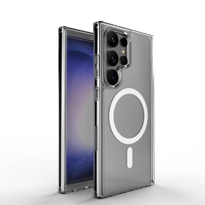 Galaxy S24 Ultra Kılıf M-safe Şarj Özellikli Şeffaf Sert PC Zore Embos Kapak Renksiz