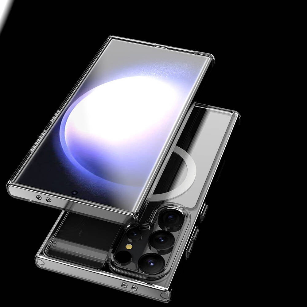 Galaxy S24 Ultra Kılıf M-safe Şarj Özellikli Şeffaf Sert PC Zore Embos Kapak Renksiz