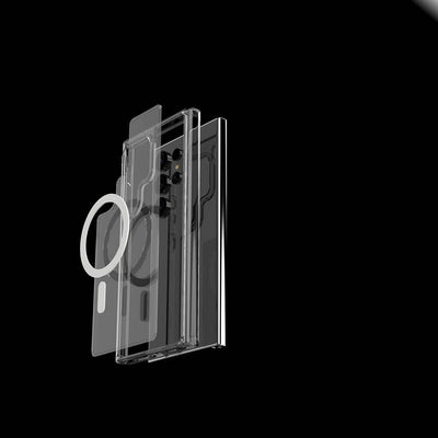 Galaxy S24 Ultra Kılıf M-safe Şarj Özellikli Şeffaf Sert PC Zore Embos Kapak Renksiz