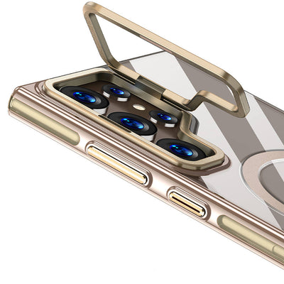 Galaxy S24 Ultra Kılıf Magsafe Şarj Özellikli Wlons Standlı Efsane Kapak Mor