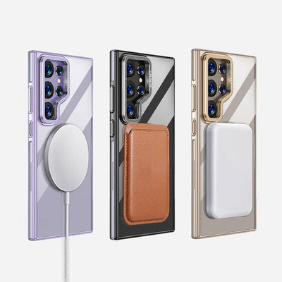 Galaxy S24 Ultra Kılıf Magsafe Şarj Özellikli Wlons Standlı Efsane Kapak Mor