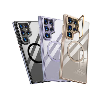 Galaxy S24 Ultra Kılıf Magsafe Şarj Özellikli Wlons Standlı Efsane Kapak Gold