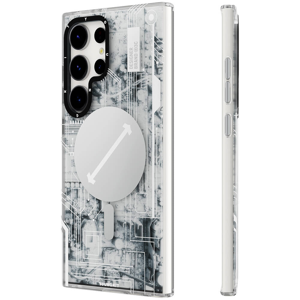 Galaxy S24 Ultra Kılıf Magsafe Şarj Özellikli YoungKit Technology Serisi Kapak Beyaz
