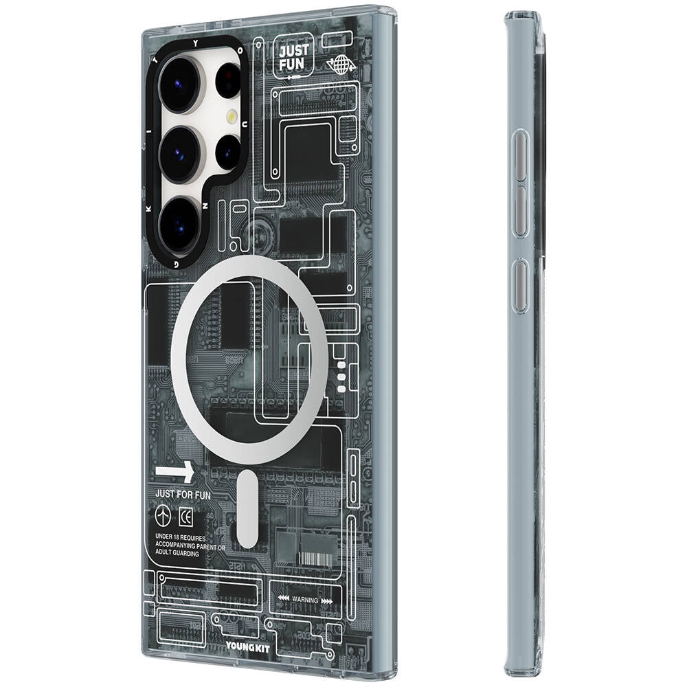 Galaxy S24 Ultra Kılıf Magsafe Şarj Özellikli YoungKit Technology Serisi Kapak Siyah