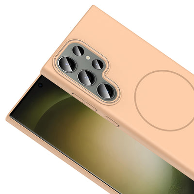 Galaxy S24 Ultra Kılıf M-safe Şarj Özellikli Zore Ruby Sert Kapak Desert Titanyum