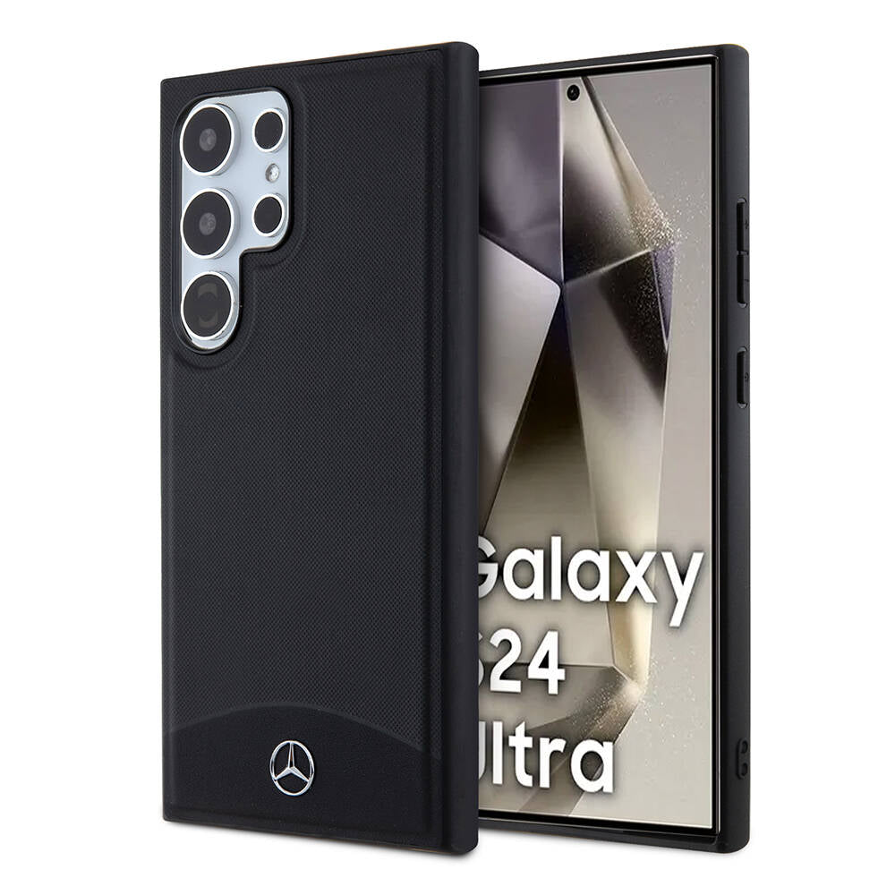 Galaxy S24 Ultra Kılıf Mercedes Benz Orjinal Lisanslı Magsafe Şarj Özellikli Deri Dokumalı Sade Kapak Siyah