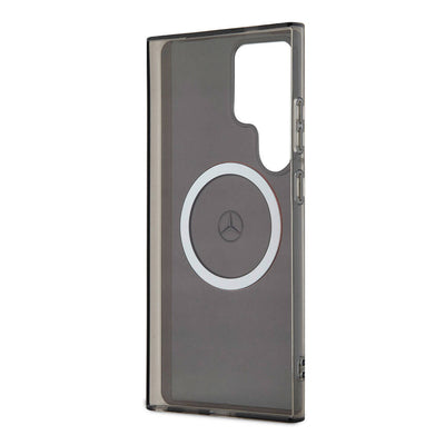 Galaxy S24 Ultra Kılıf Mercedes Benz Orjinal Lisanslı Magsafe Şarj Özellikli IML Yıldız Logolu Red Ring Kapak Siyah
