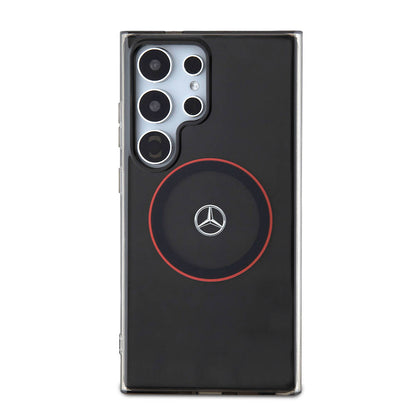 Galaxy S24 Ultra Kılıf Mercedes Benz Orjinal Lisanslı M-safe Şarj Özellikli IML Yıldız Logolu Red Ring Kılıf