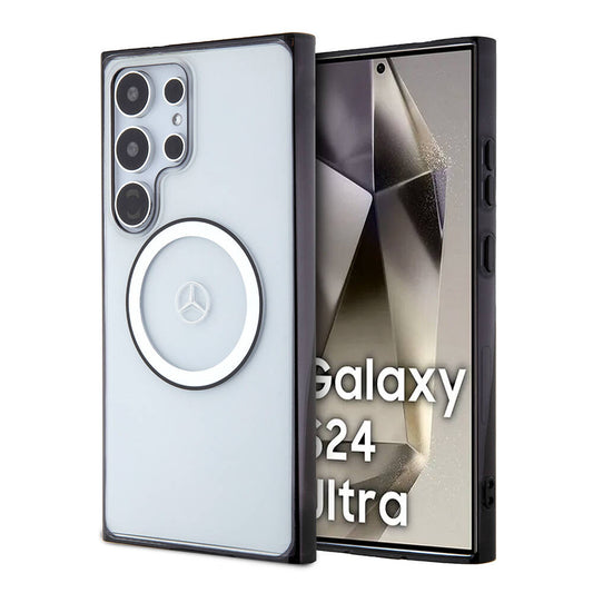 Galaxy S24 Ultra Kılıf Mercedes Benz Orjinal Lisanslı M-safe Şarj Özellikli PC TPU Transparan Black Ring Kılıf