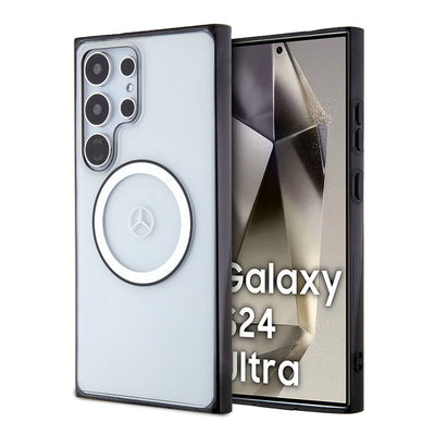 Galaxy S24 Ultra Kılıf Mercedes Benz Orjinal Lisanslı Magsafe Şarj Özellikli PC TPU Transparan Black Ring Kapak Renksiz