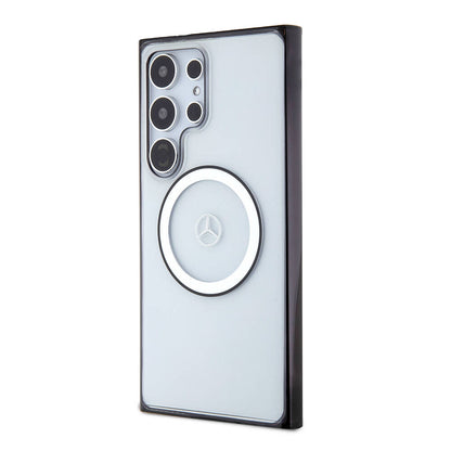Galaxy S24 Ultra Kılıf Mercedes Benz Orjinal Lisanslı M-safe Şarj Özellikli PC TPU Transparan Black Ring Kılıf