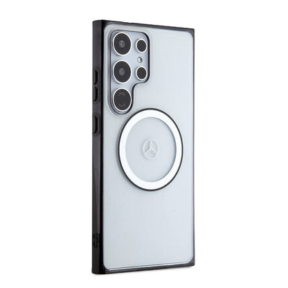 Galaxy S24 Ultra Kılıf Mercedes Benz Orjinal Lisanslı M-safe Şarj Özellikli PC TPU Transparan Black Ring Kılıf