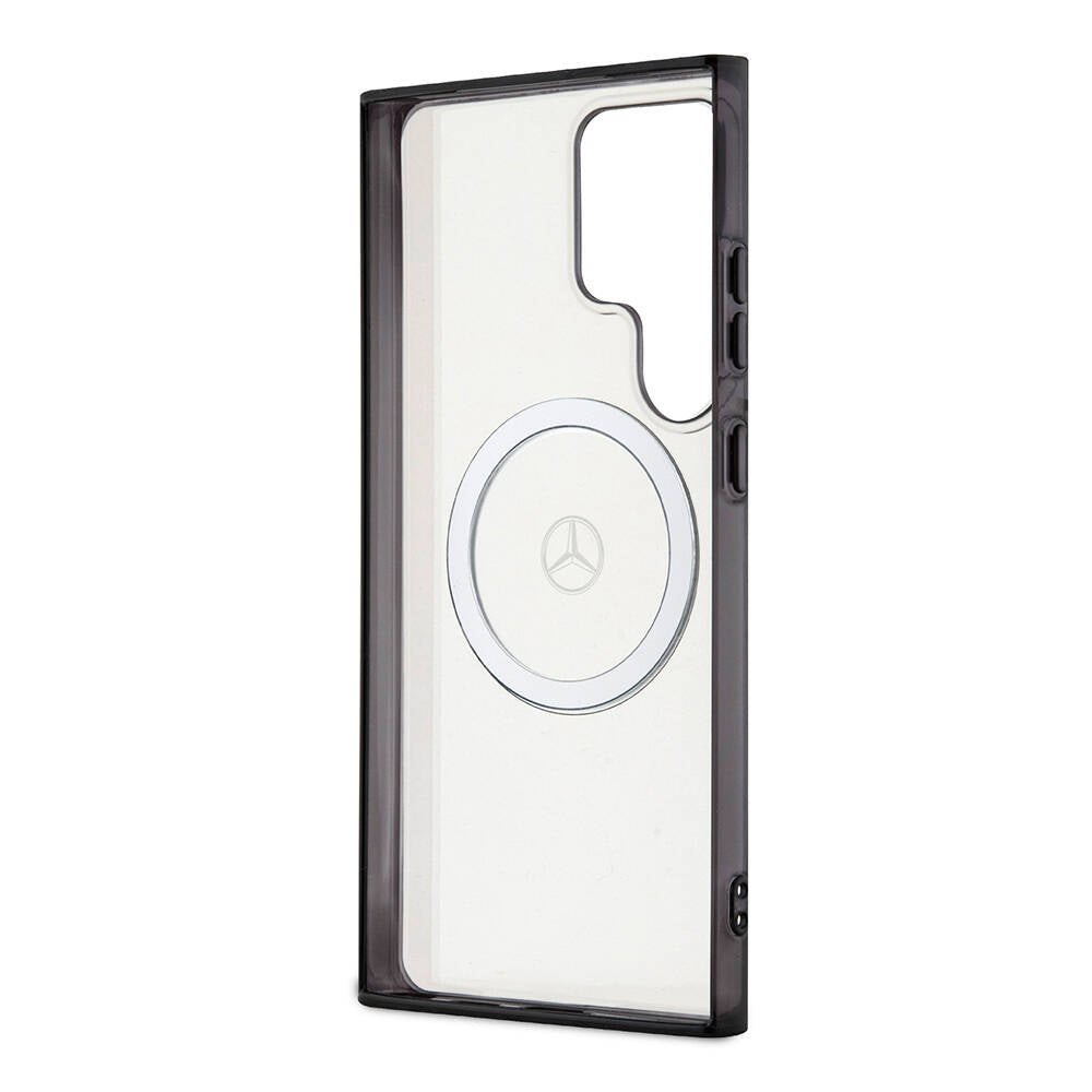 Galaxy S24 Ultra Kılıf Mercedes Benz Orjinal Lisanslı M-safe Şarj Özellikli PC TPU Transparan Black Ring Kılıf