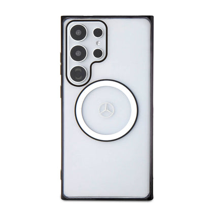 Galaxy S24 Ultra Kılıf Mercedes Benz Orjinal Lisanslı M-safe Şarj Özellikli PC TPU Transparan Black Ring Kılıf
