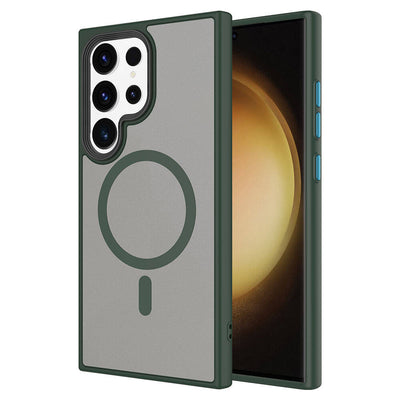 Galaxy S24 Ultra Kılıf Sert PC Arka Yüzey Wireless Şarj Özellikli Zore Flet Magsafe Kapak Gri