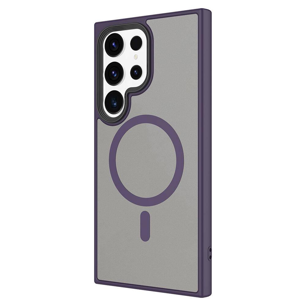 Galaxy S24 Ultra Kılıf Sert PC Arka Yüzey Wireless Şarj Özellikli Zore Flet Magsafe Kapak Siyah