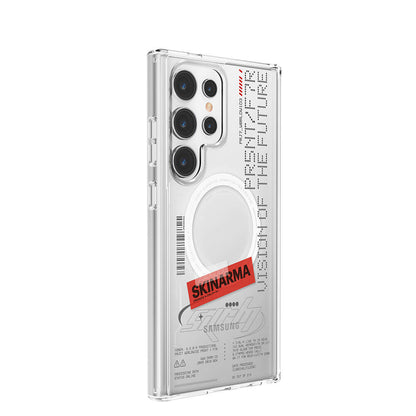 Galaxy S24 Ultra Kılıf SkinArma M-safe Şarj Özellikli Yazı Desenli Airbag Tasarımlı Orion Kılıf