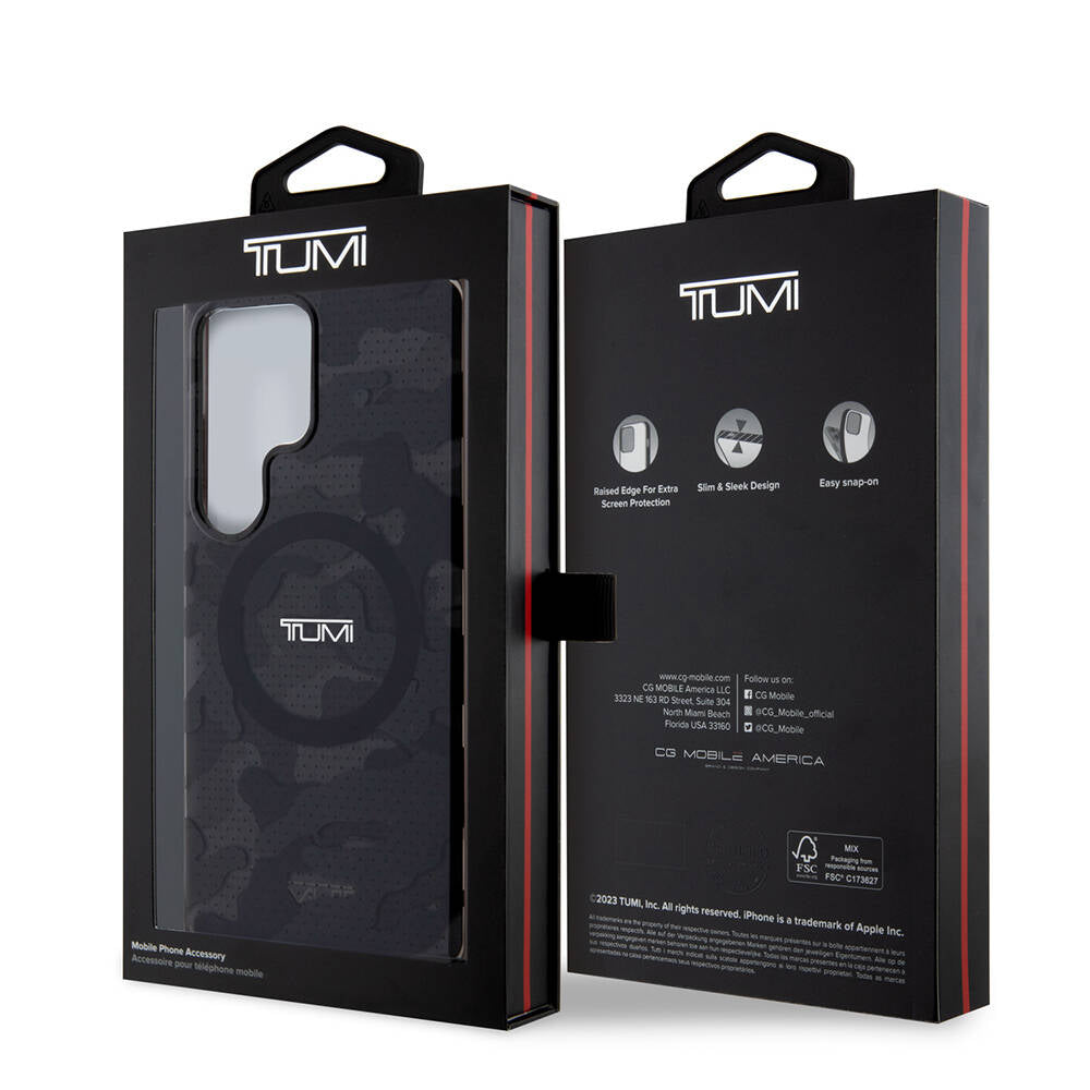 Galaxy S24 Ultra Kılıf TUMI Orjinal Lisanslı M-safe Şarj Özellikli Buzlanmış Saydam Ağ Kamuflajı Desenli Kılıf