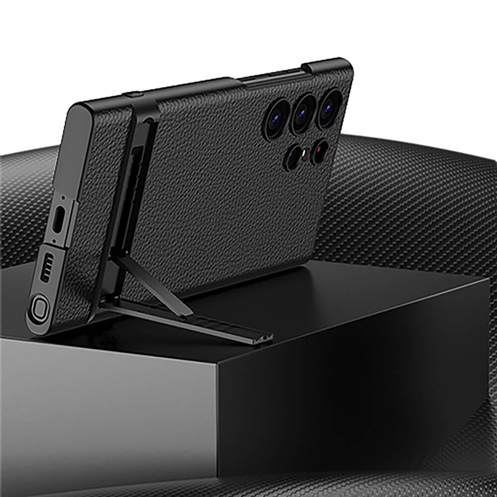 Galaxy S24 Ultra Kılıf Zore Kamera Korumalı Leather Dikey Standlı Ays Kılıf