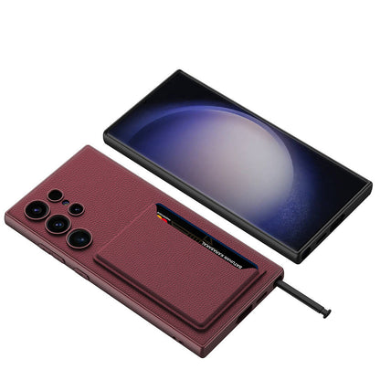 Galaxy S24 Ultra Suni Deri Arka Yüzey Zore Kartlıklı Kıpta Silikon Kılıf